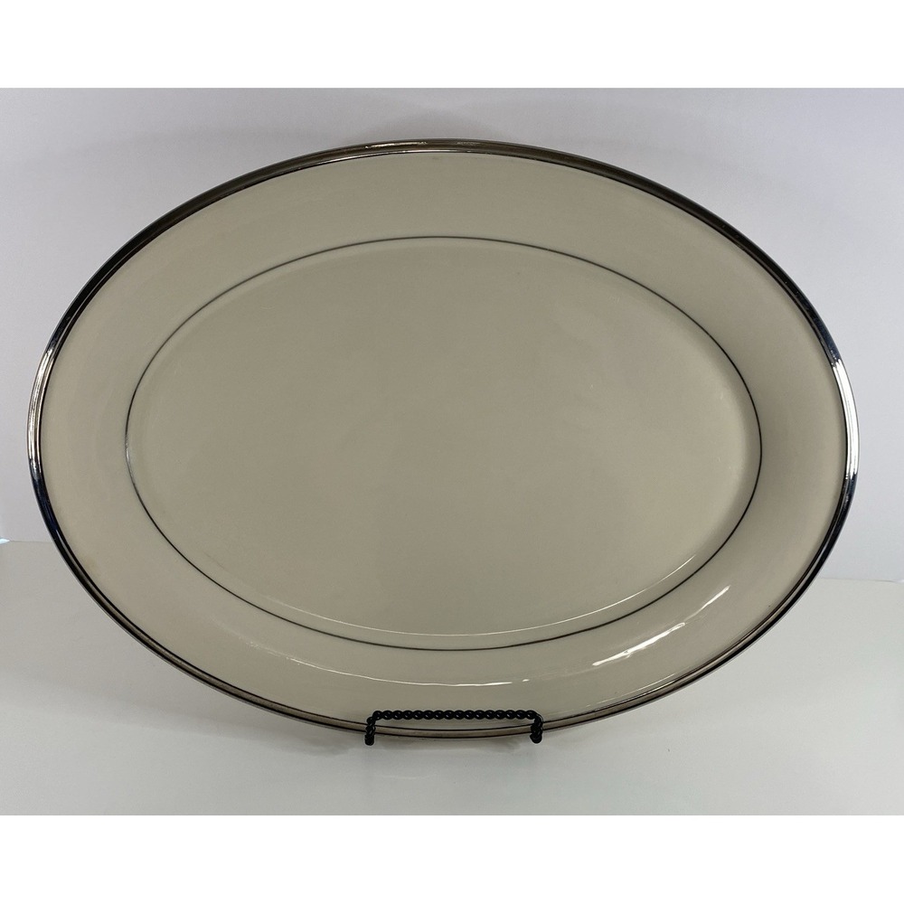 LENOX SOLITAIRE PLATINUM IVORY 16" OVAL PLATTER